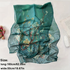 Plum Blossom Print Chiffon Scarf Sunproof Shawl