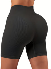 Ribbed Yoga Sports Shorts High Waist Stretchy Sexy Shorts