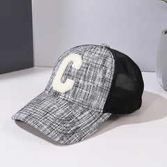 C Letter Peaked Hat Women Summer Shade Breathable Mesh Hat