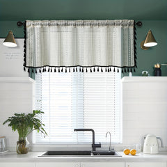 Japanese Crocheted Small Curtain Geometric Pattern Rod Pocket Valance