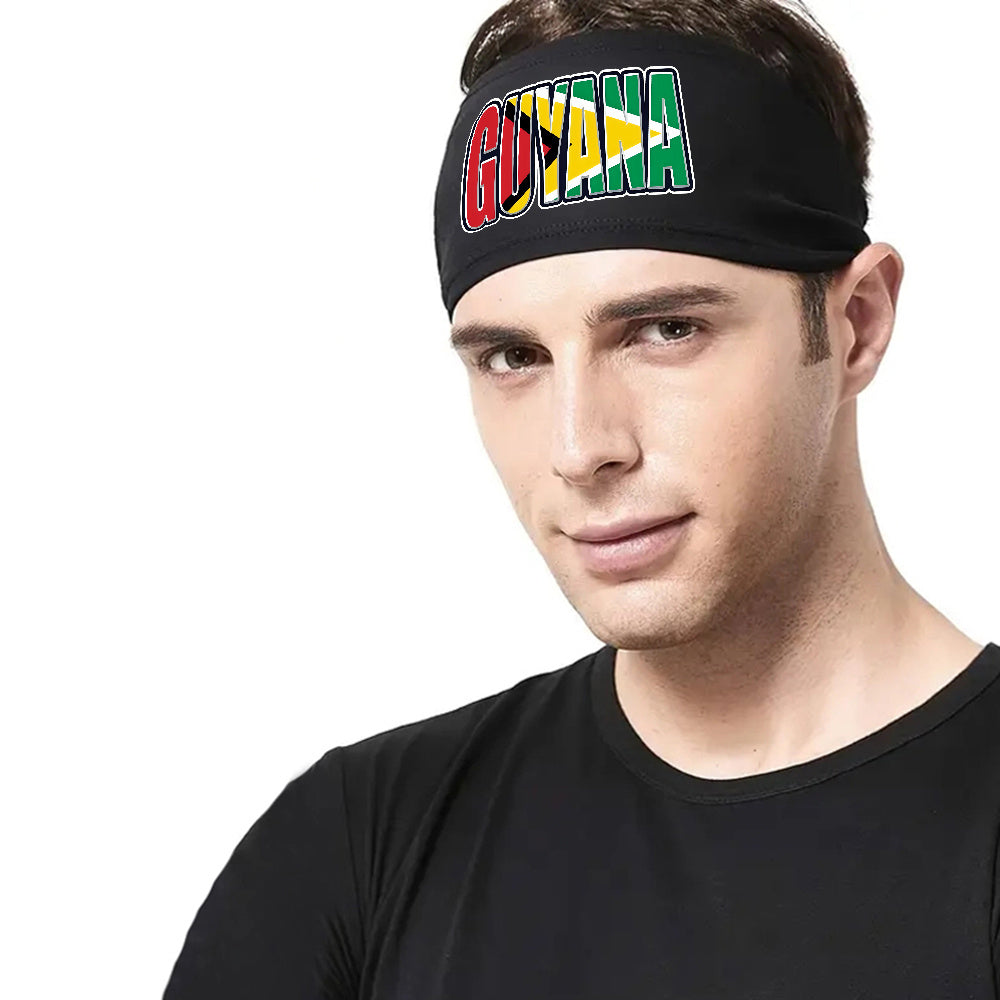 Guyana Flag Headbands for Men Athletic Non Slip Workout Headbands