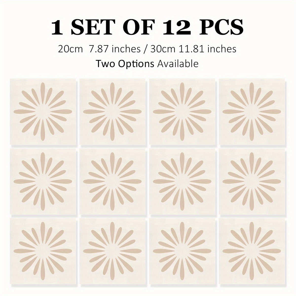 12pcs Moroccan Tile Stickers Waterproof & Non-slip Ethnic Floor Stickers
