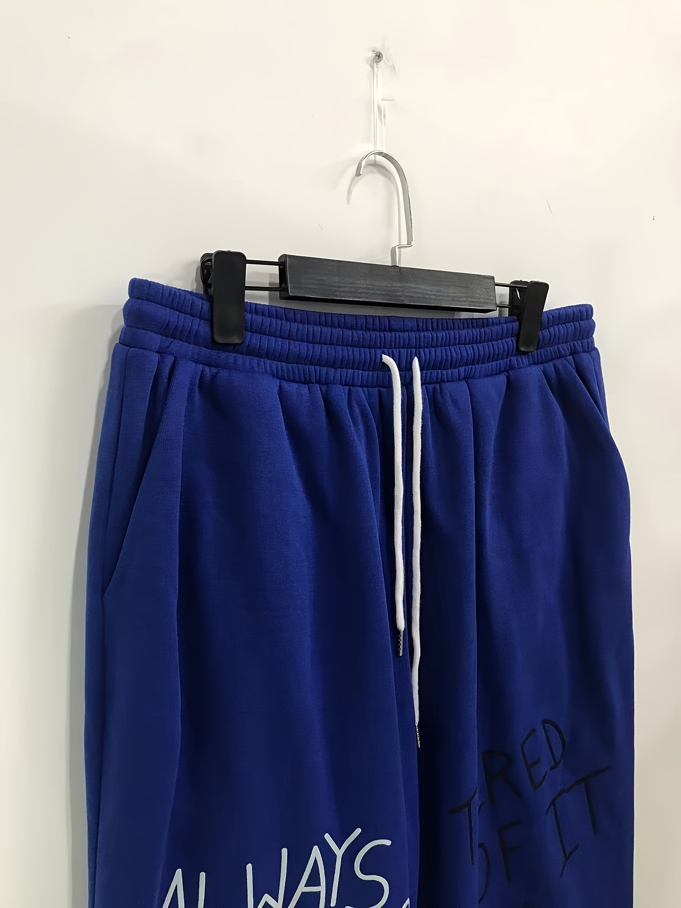 Women's Plus Size Casual Pants: Letter Graphic Drawstring Waist Loose Trousers