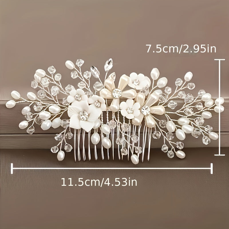 Faux Pearl Hair Comb Flower Hair Comb Side Comb Alloy Hair Accessories