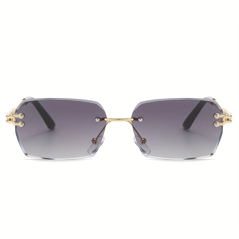 Men's Metal Cut Edge Sunglasses with Leather Eyewear Bag