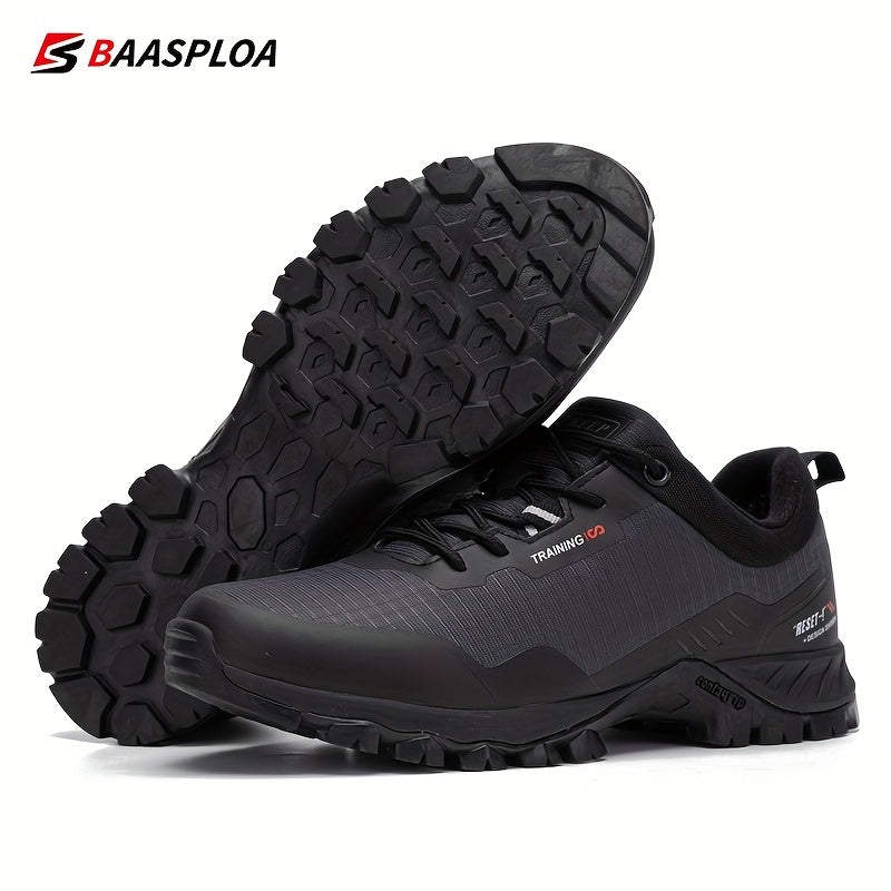 Baasploa Men's Lace Up Hiking Shoes Anti-Skid for Camping