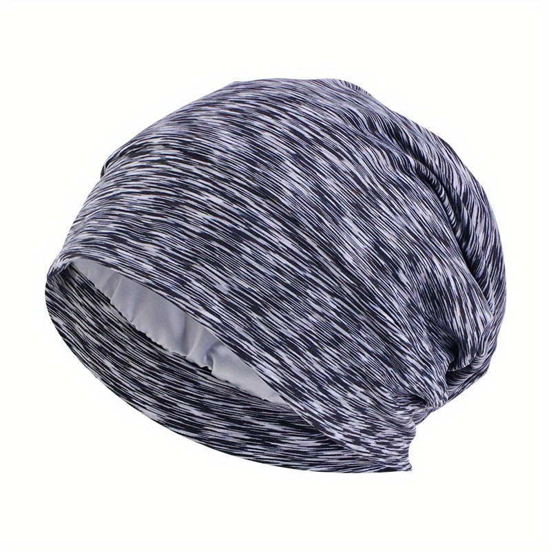 Satin Lined Beanie Cap Mixed Head Wrap Soft Elastic Turban Cap