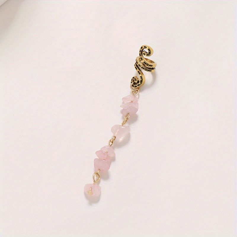 Braided Hair Ring Natural Stone Pendant Hair Ring Dreadlock Braid