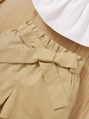 Baby Girls Halter Crop Top & Belted Shorts Set