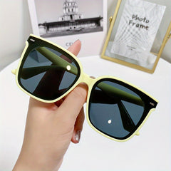 Square Sunglasses Casual Rivet Decor Anti Glare UV400