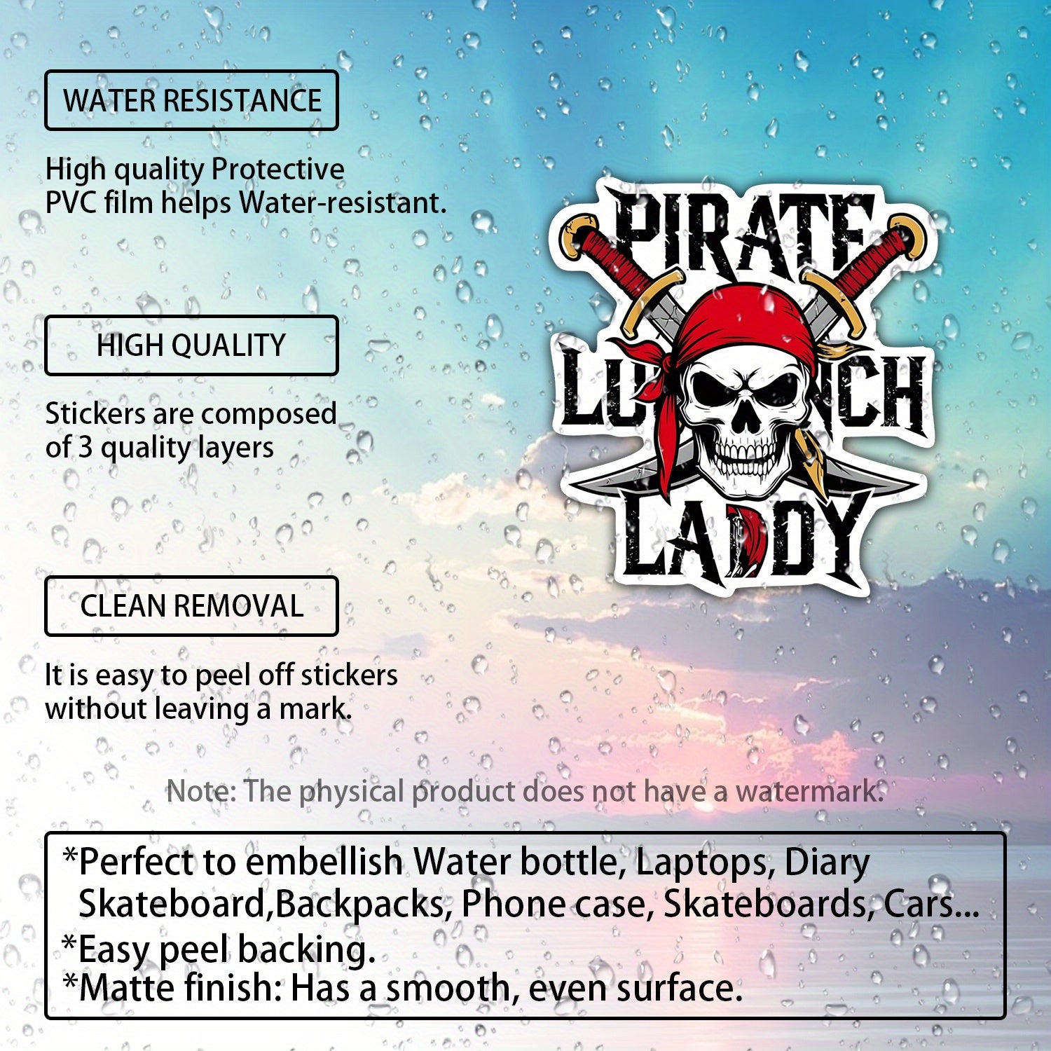 Pirate Lunch Lady Skeleton Costume Sticker