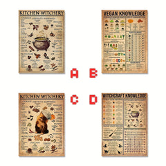 Fantasy Retro Style Witch Cooking Poster Set of 8, A5 Size