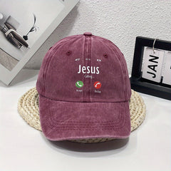 JESUS CALL Washed Denim Baseball Cap For Men And Women