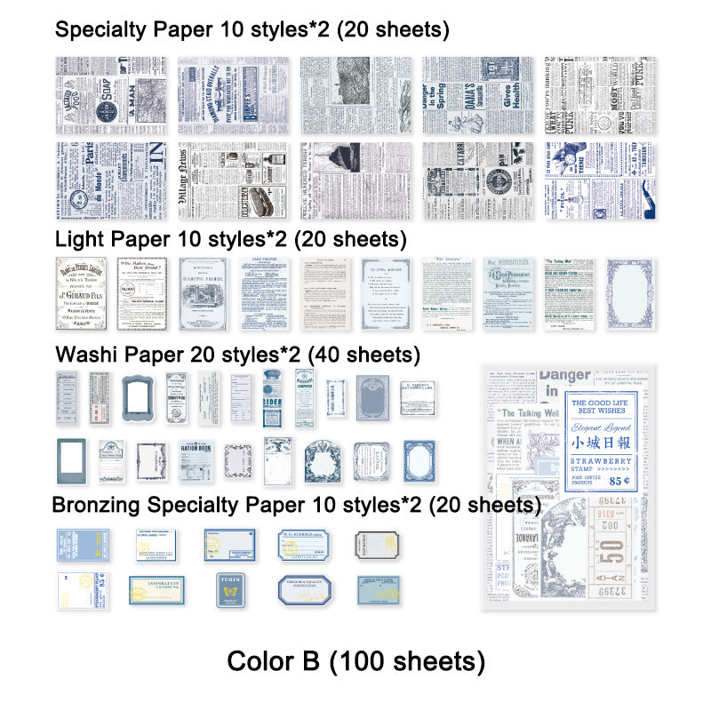 100 Sheets Scrapbook Paper Washi Specialty Light Paper