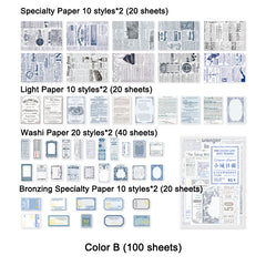 100 Sheets Scrapbook Paper Washi Specialty Light Paper