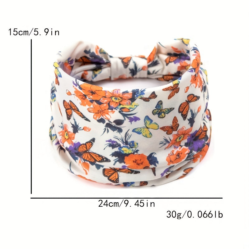 Butterfly Paisley Pattern Headband Widened Knotted Headband