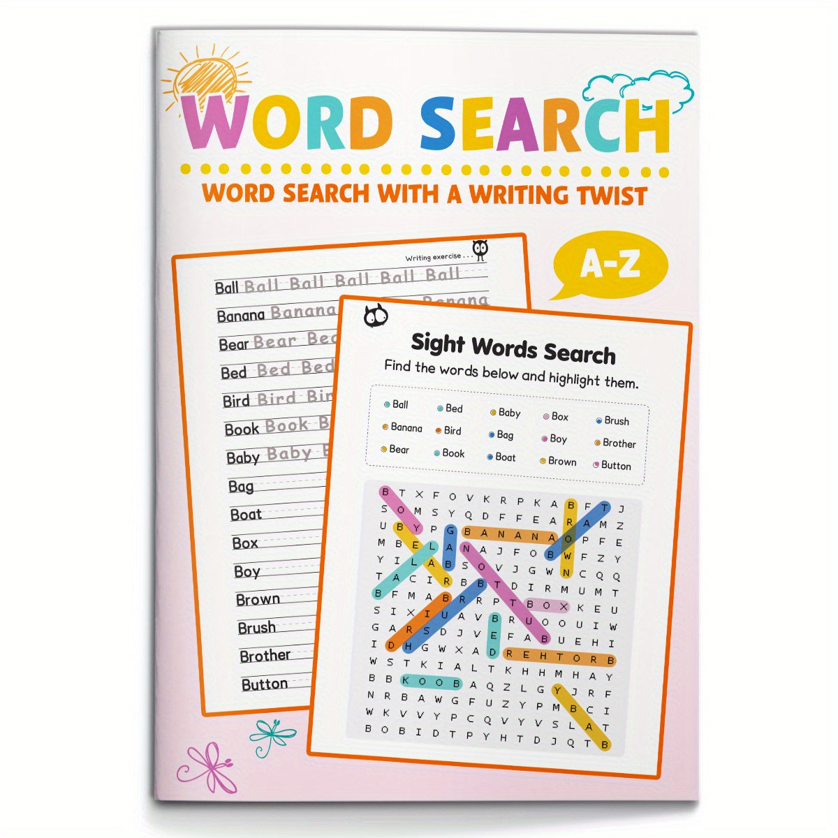 Interactive Word Puzzle Book for Kids Ages 6-12 Animals Food Family