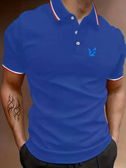 Men's Eagle Graphic Polo Shirt Casual Stretch Breathable Button Up