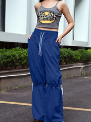  Drawstring Wide Leg Trousers - High Rise Elastic Waist