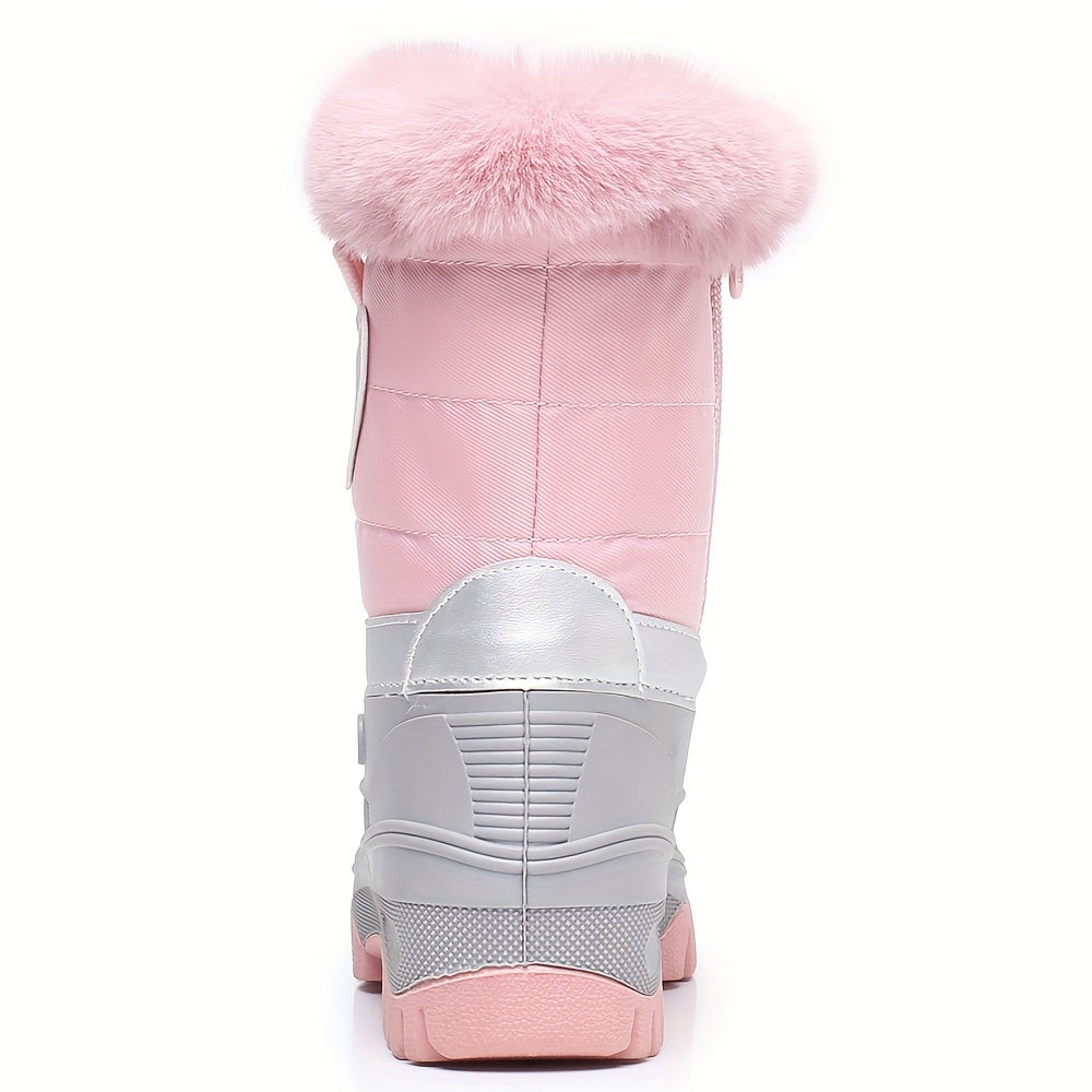 Girl's High Top Furry Snow Boots Warm Cozy Non slip Boots Plush
