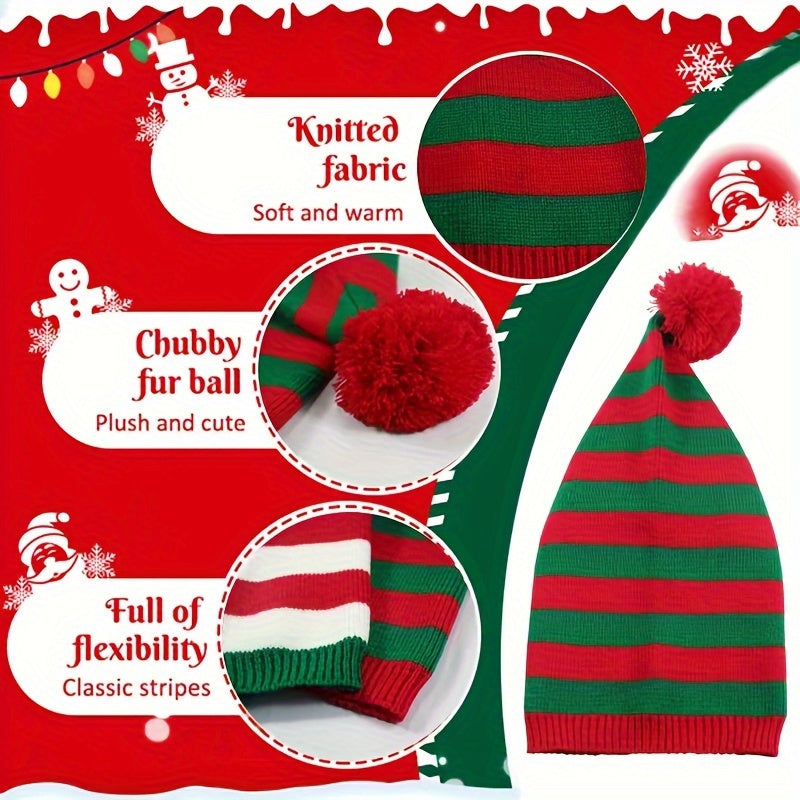 Christmas Knitted Hat Santa Red And Green Crochet Christmas Necessities