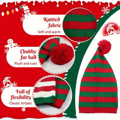 Christmas Knitted Hat Santa Red And Green Crochet Christmas Necessities