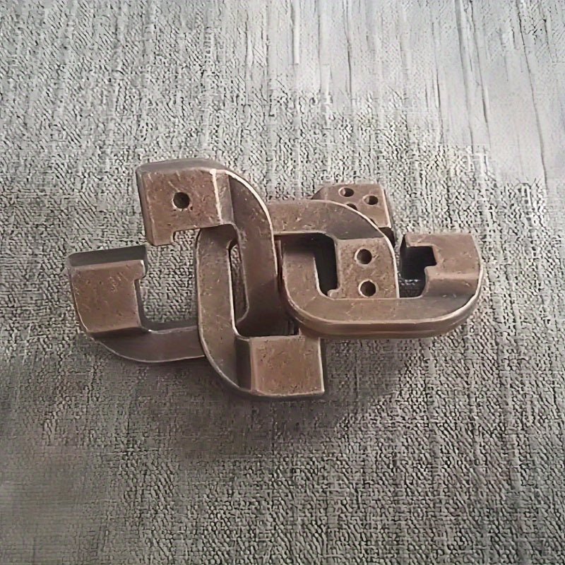 Brother Lock Classic Metal Puzzle Antique Bronze Portable Mental Stimulation Toy