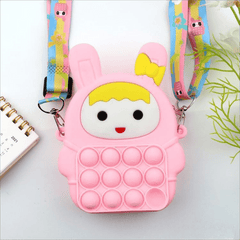 Funny Rabbit Shape Rainbow Crossbody Bag with Colorful Strap