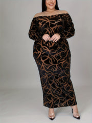  Graffiti Print Maxi Bodycon Dress