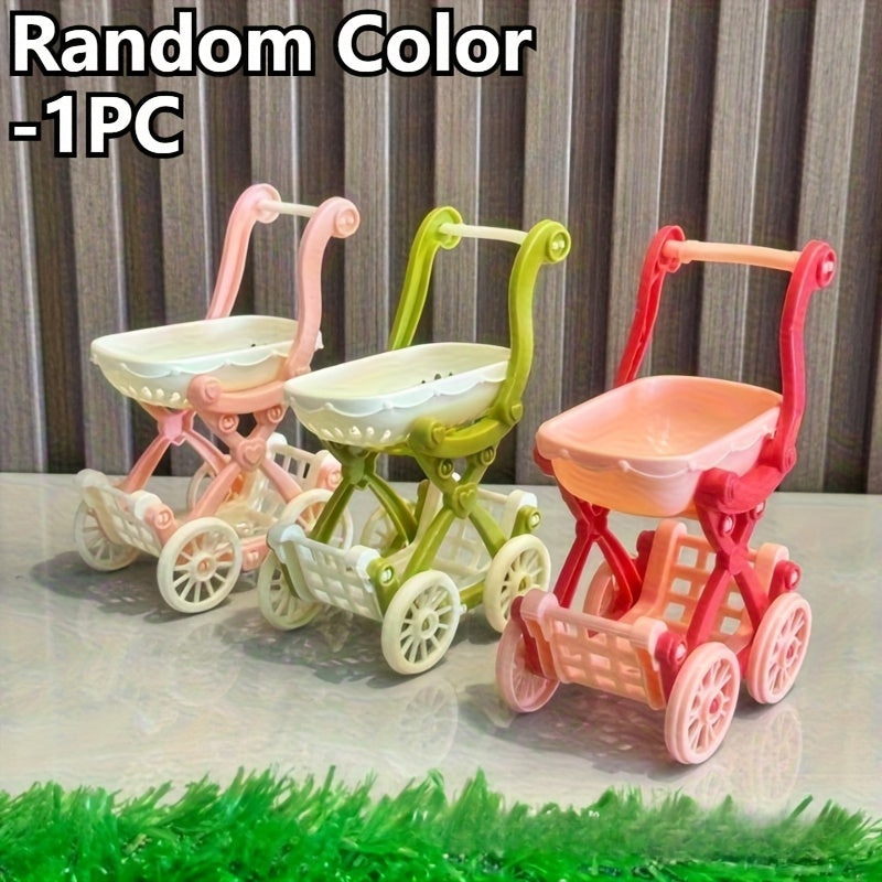 3 Section Stroller 4 Wheels Pastel Colors Pink Green Yellow Peach