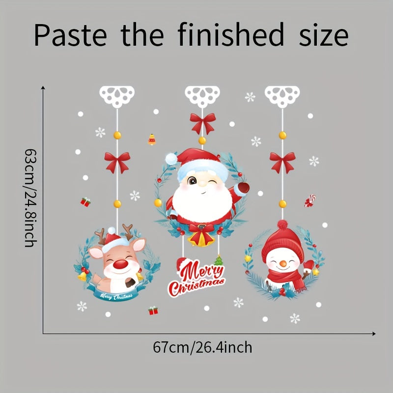 Christmas Window & Door Decorations Santa Claus Elk Snowman Art Decor