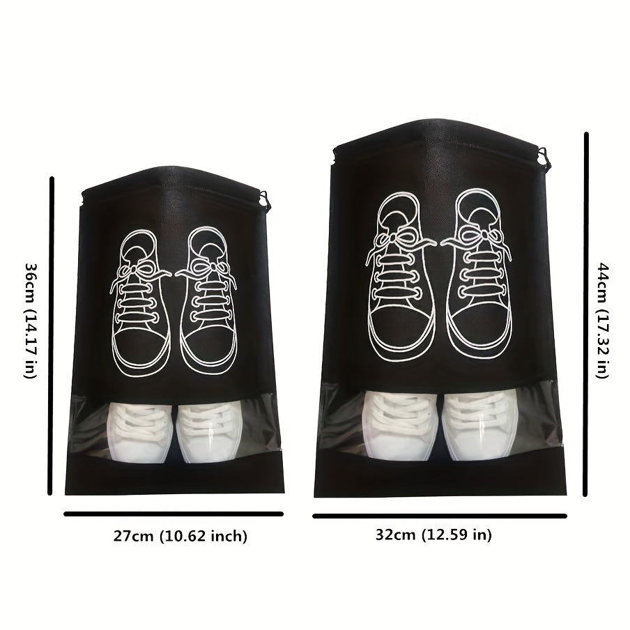4pcs Travel Shoes Bag Portable Non-woven Storage Bag Drawstring Shoes Bundle Poc