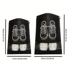 4pcs Travel Shoes Bag Portable Non-woven Storage Bag Drawstring Shoes Bundle Poc