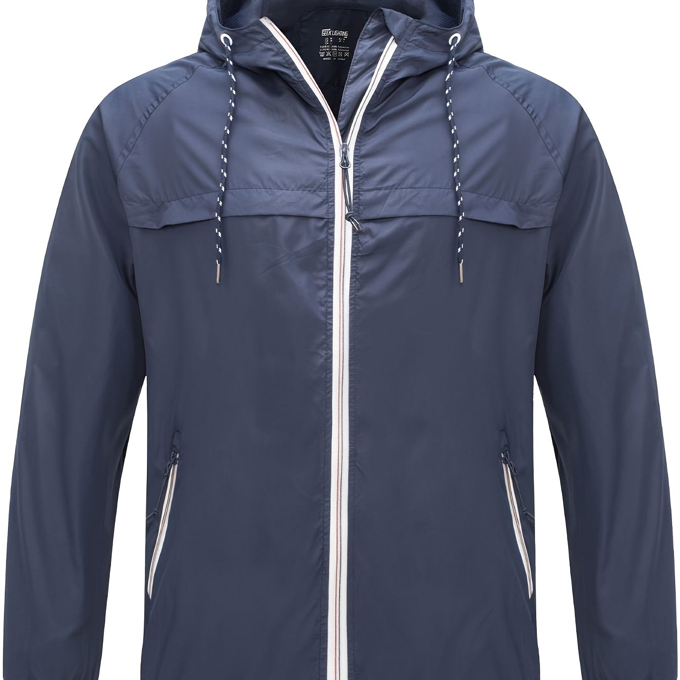 Men's Windbreaker Hooded Jacket Slim Fit Waterproof Trench Coat