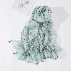 Floral Tassel Scarf Print Breathable Shawl Casual Windproof Headwrap