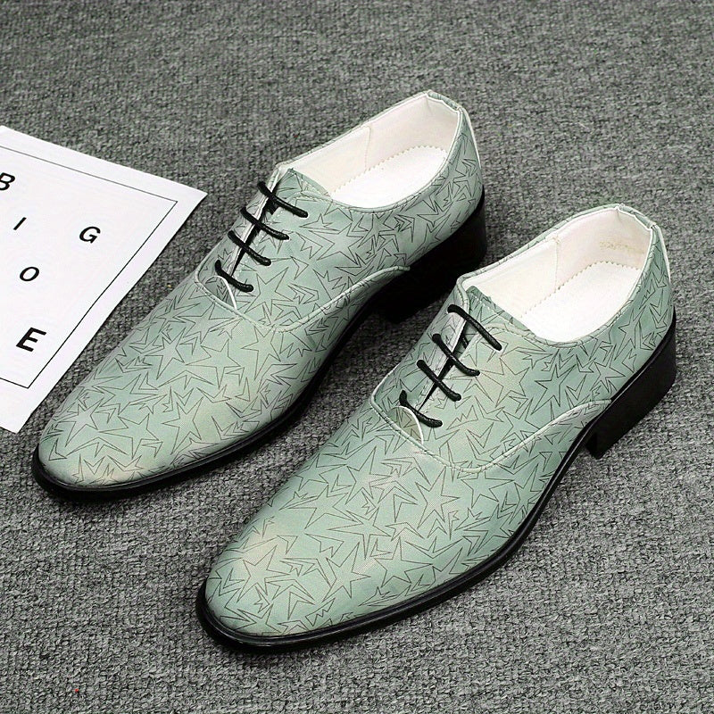 Men's Star Print Oxford Shoes Lace-up Front Dress Shoes