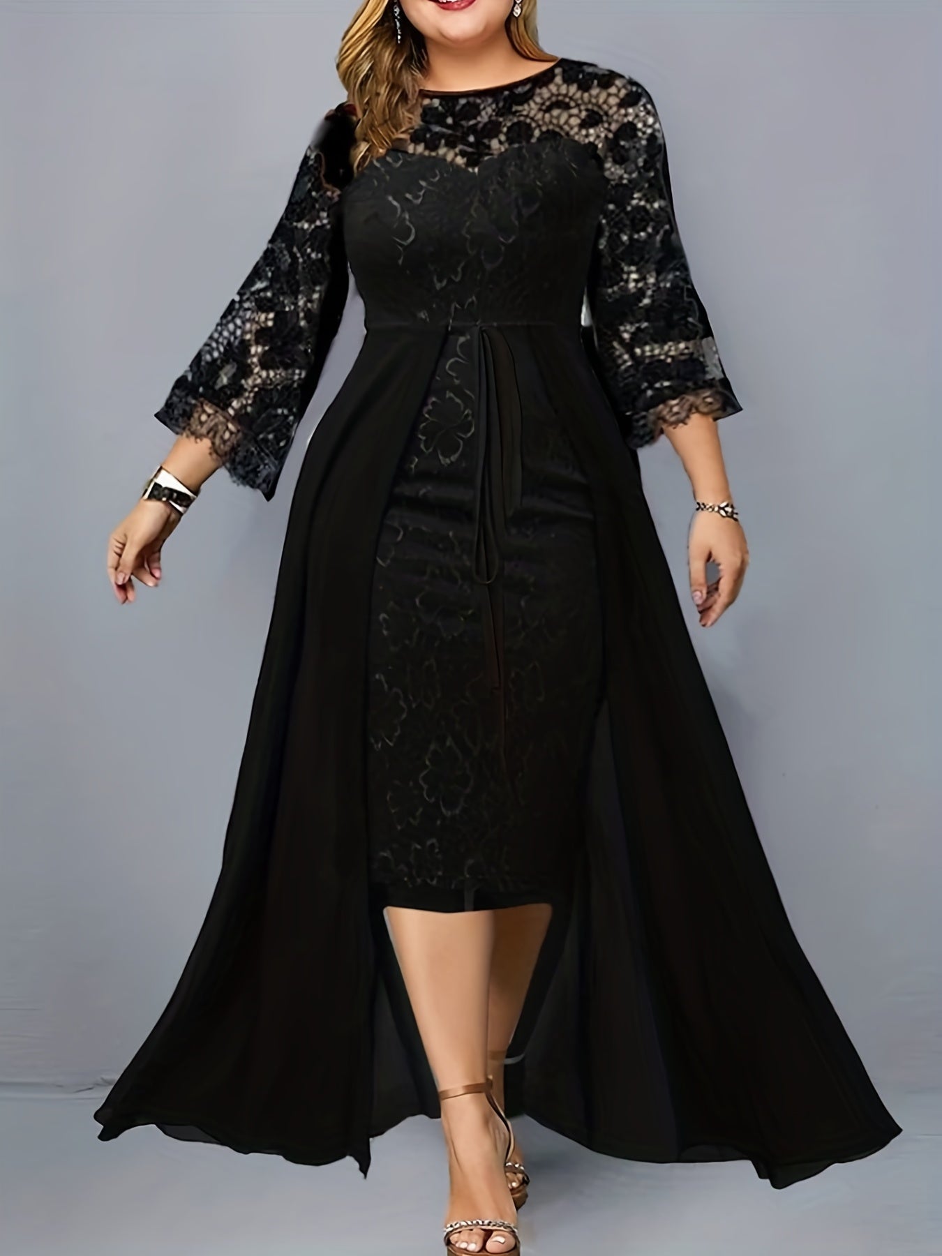  Women's Floral Jacquard Lace Cocktail Dress