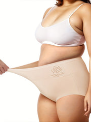  Women's Rose Embossed High Waisted Tummy Control Panty