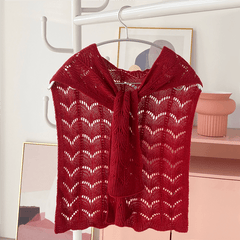 Geometric Hollow Out Shawl Knitted Warm Wrap Thin Breathable Cape Cardigan