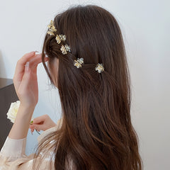 8pcs Rhinestone Mini Flower Hair Claw Clip Clear Grip Accessory