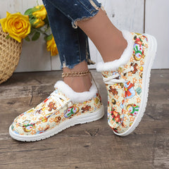 Women's Christmas Winter Boots with Cartoon Designs and Plush Warm Lining