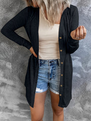  Solid Long Sleeve Button Up Cardigan