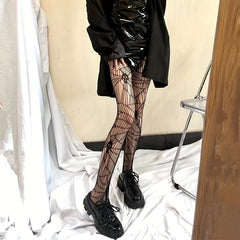 Skull Pattern Fishnet Tights Halloween High Waist Mesh Pantyhose