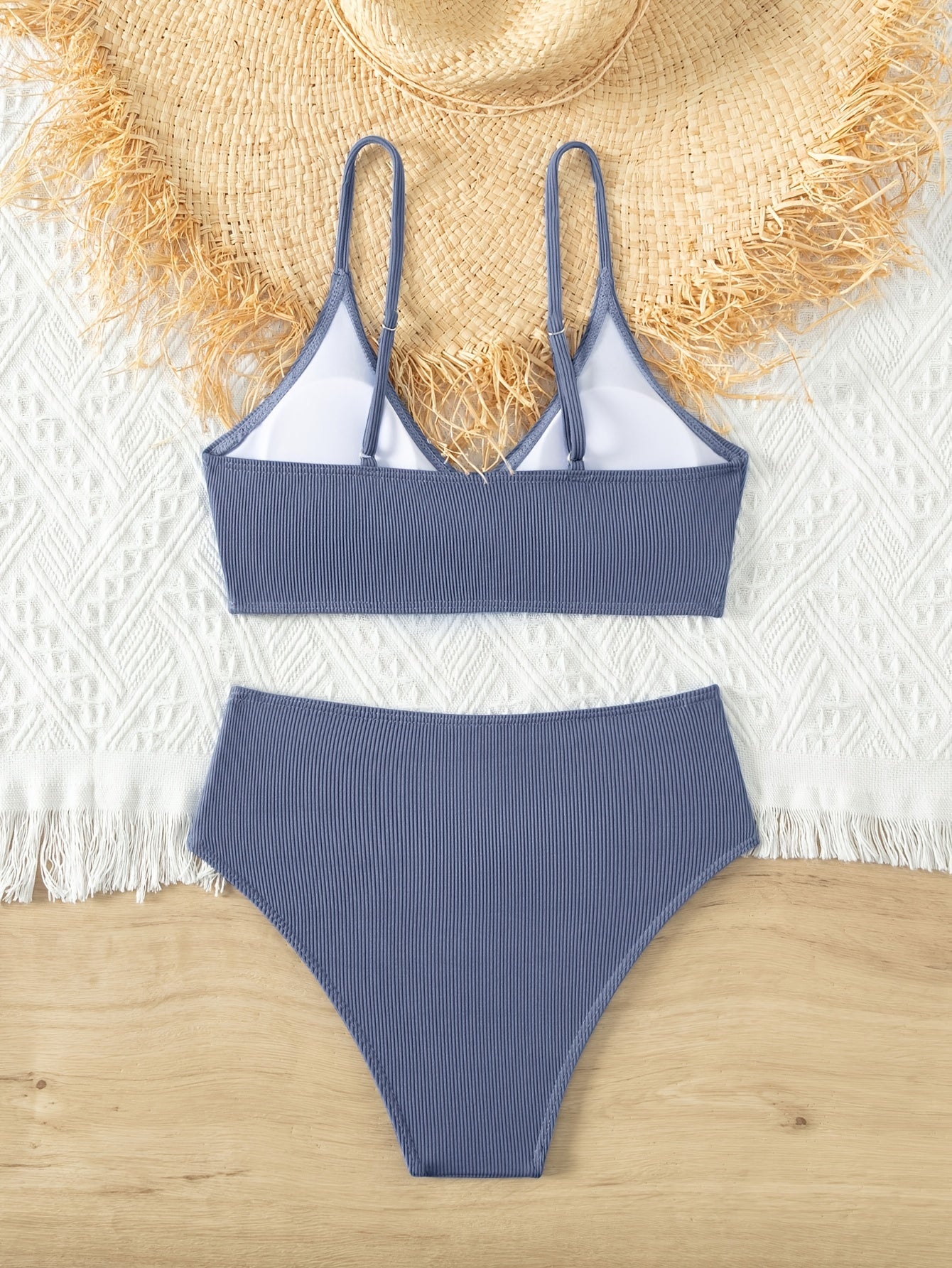 Girl's Ribbed Bikini Set Cami Top & Briefs
