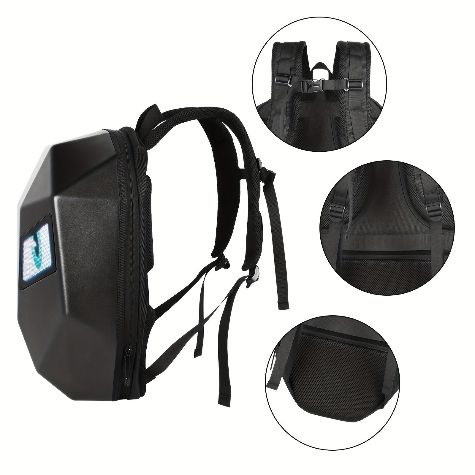 LED Waterproof Hard Shell Backpack With USB Charging Port
