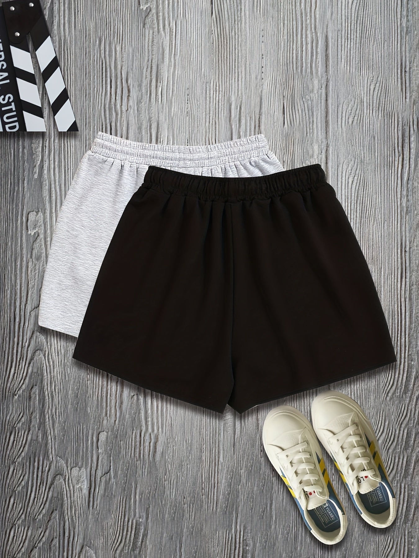 2 Pack Plus Size Casual Shorts Set Women's Plus Drawstring Baggy Shorts