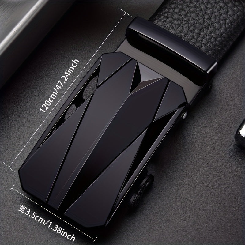 Men's Pu Leather Belt with Automatic Buckle Middle-aged Young Business Casual