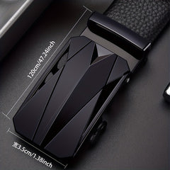 Men's Pu Leather Belt with Automatic Buckle Middle-aged Young Business Casual