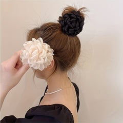 Flower Mesh Hair Claw Ponytail Clip Sweet Retro Hair Claw for Women