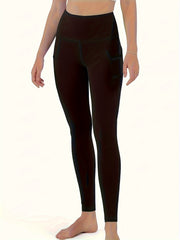 Solid Fitness Gym Leggings With Pocket High Waist Yoga Pants